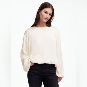 Madewell Cream Long-Sleeve Blouson Top